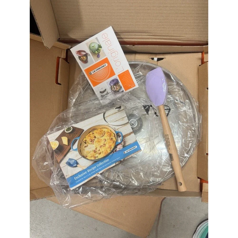 Le Creuset Orange Enameled Cast Iron Three-Piece Casserole Pan Set with Lid